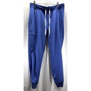 Figs Royal Blue Track Joggers with White Drawstring